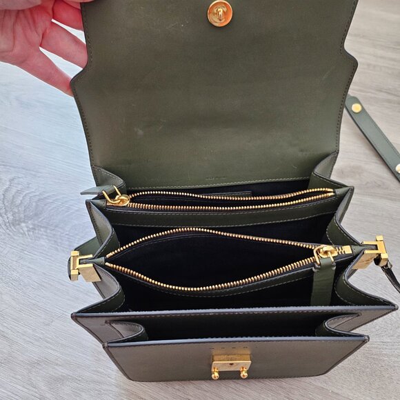 Marni Trunk Medium Leather sShoulder Bag Forest Green - Picture 3 of 16